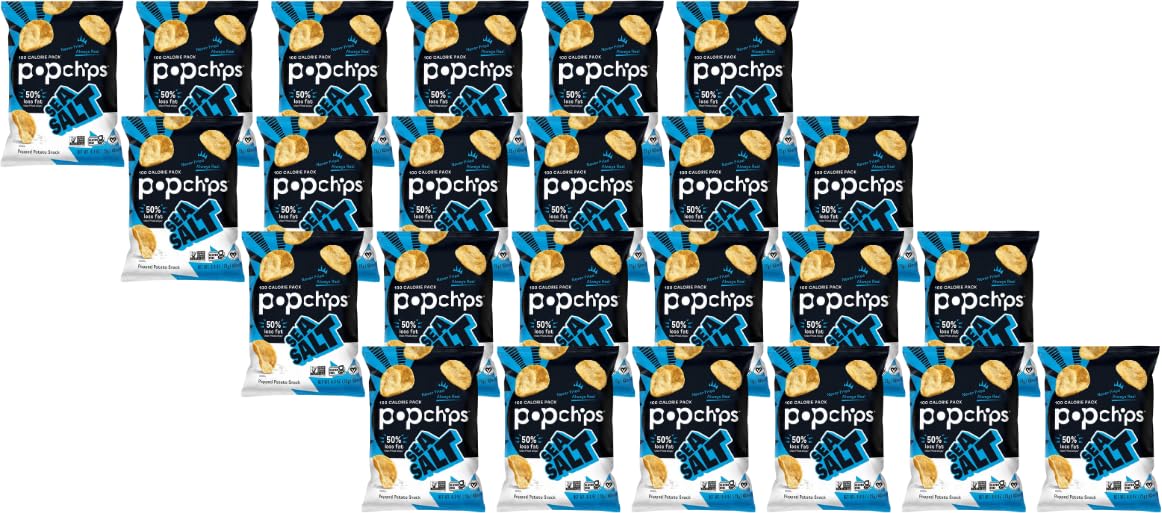 Product image of Popchips Potato Chips Sea Salt Flavor Snack Size Bags 0.8 oz 0.8 oz Pack of 24